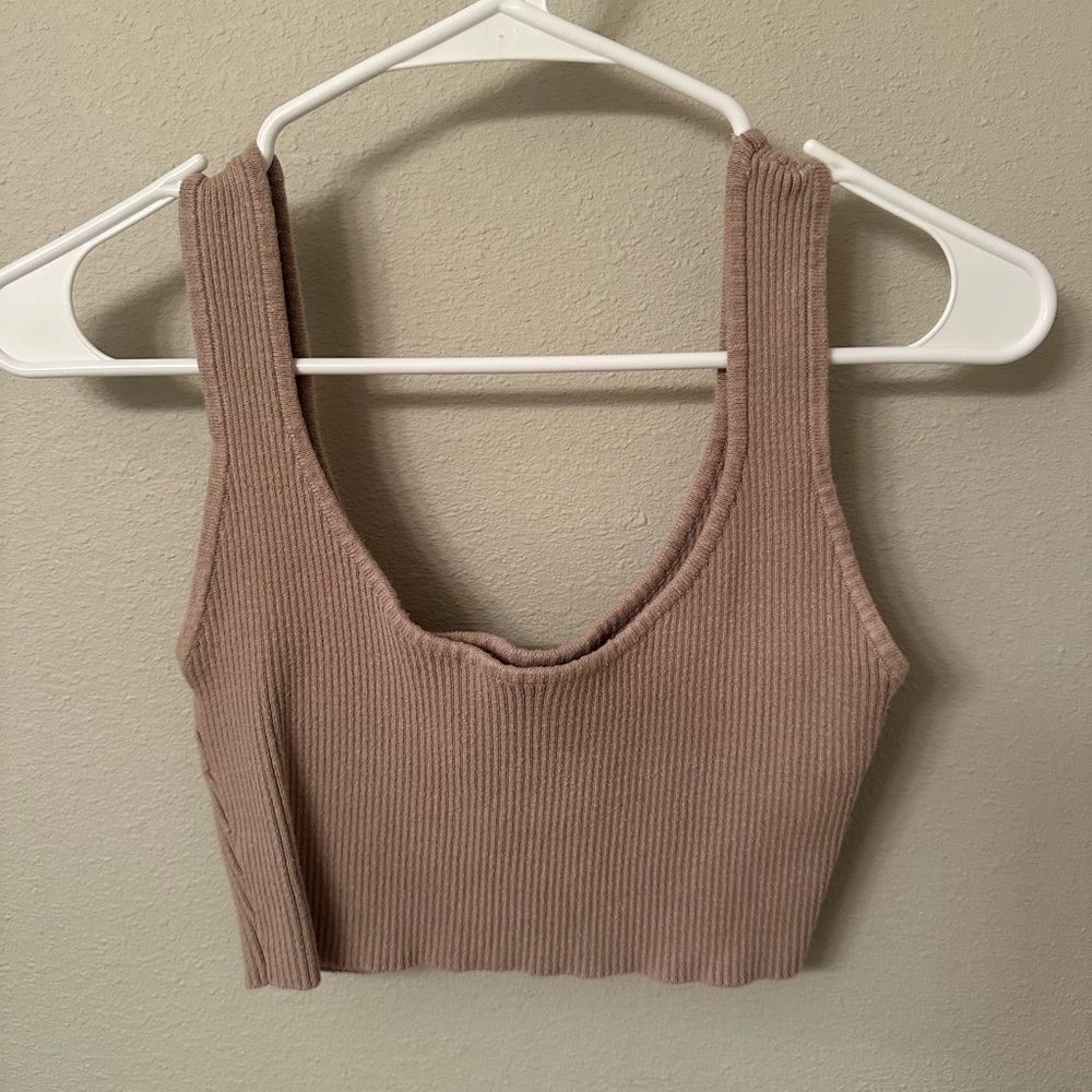 Ribbed Tan Crop Top